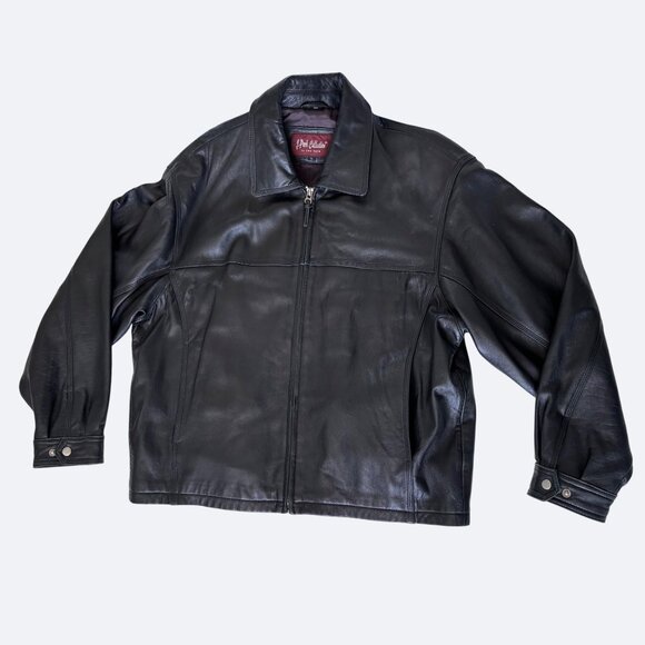 J. Park Collection Mens Lamb Leather Jacket L Black Zip-Up Soft - Picture 1 of 11